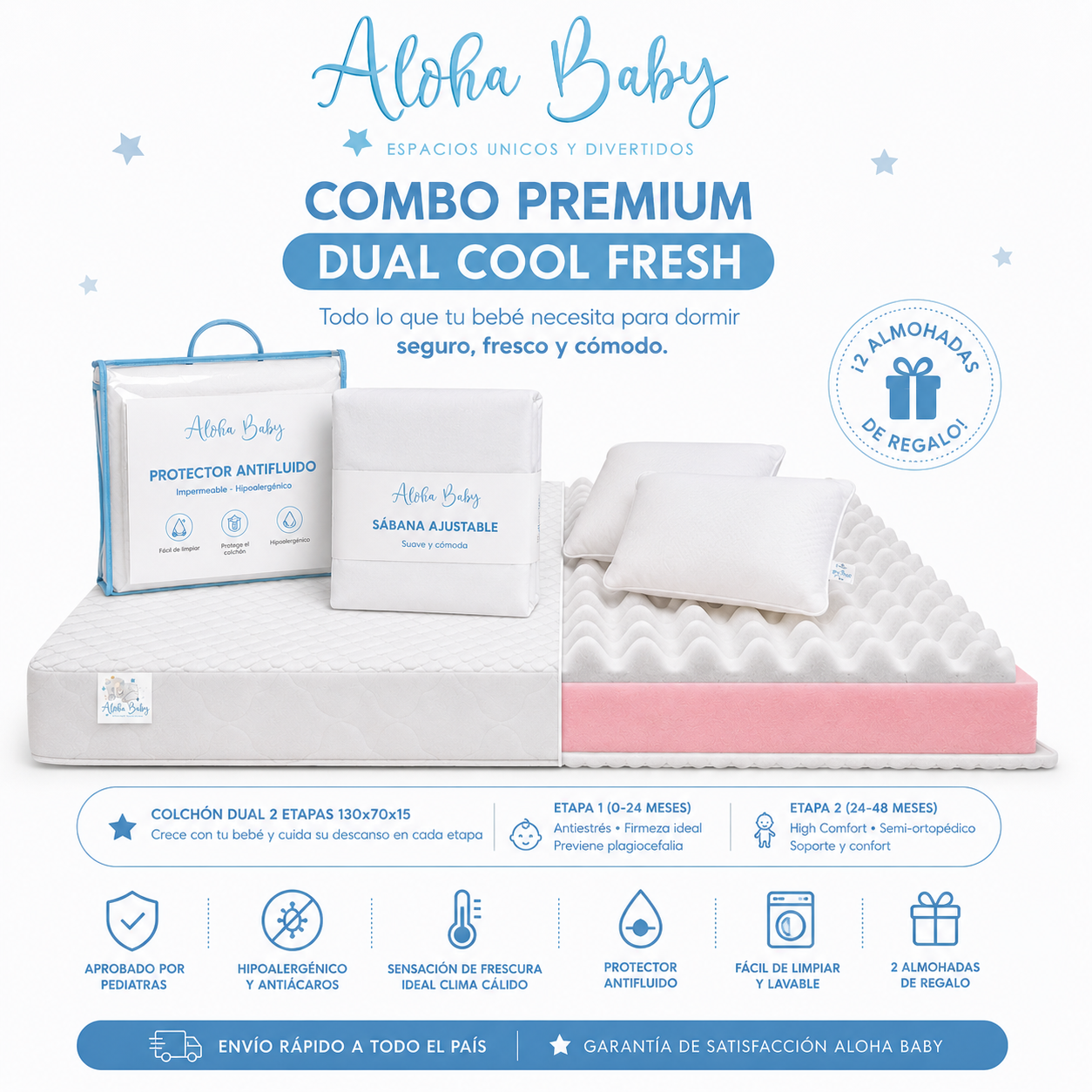 ⭐Combo Premium Dual Cool Fresh Aloha Baby – El descanso más seguro y completo para tu bebé